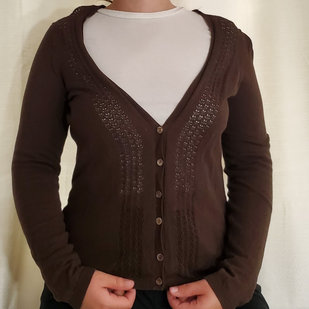 Brown Cardigan Ann Taylot LOFT -medium